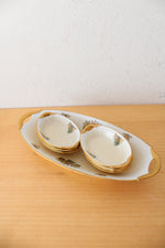 Bavarian Noll Vintage Gold Edged Celery Dish & 6 Salt Cellars