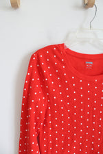 Red & White Polka Dot Waffle Knit Long Sleeved Shirt | XL