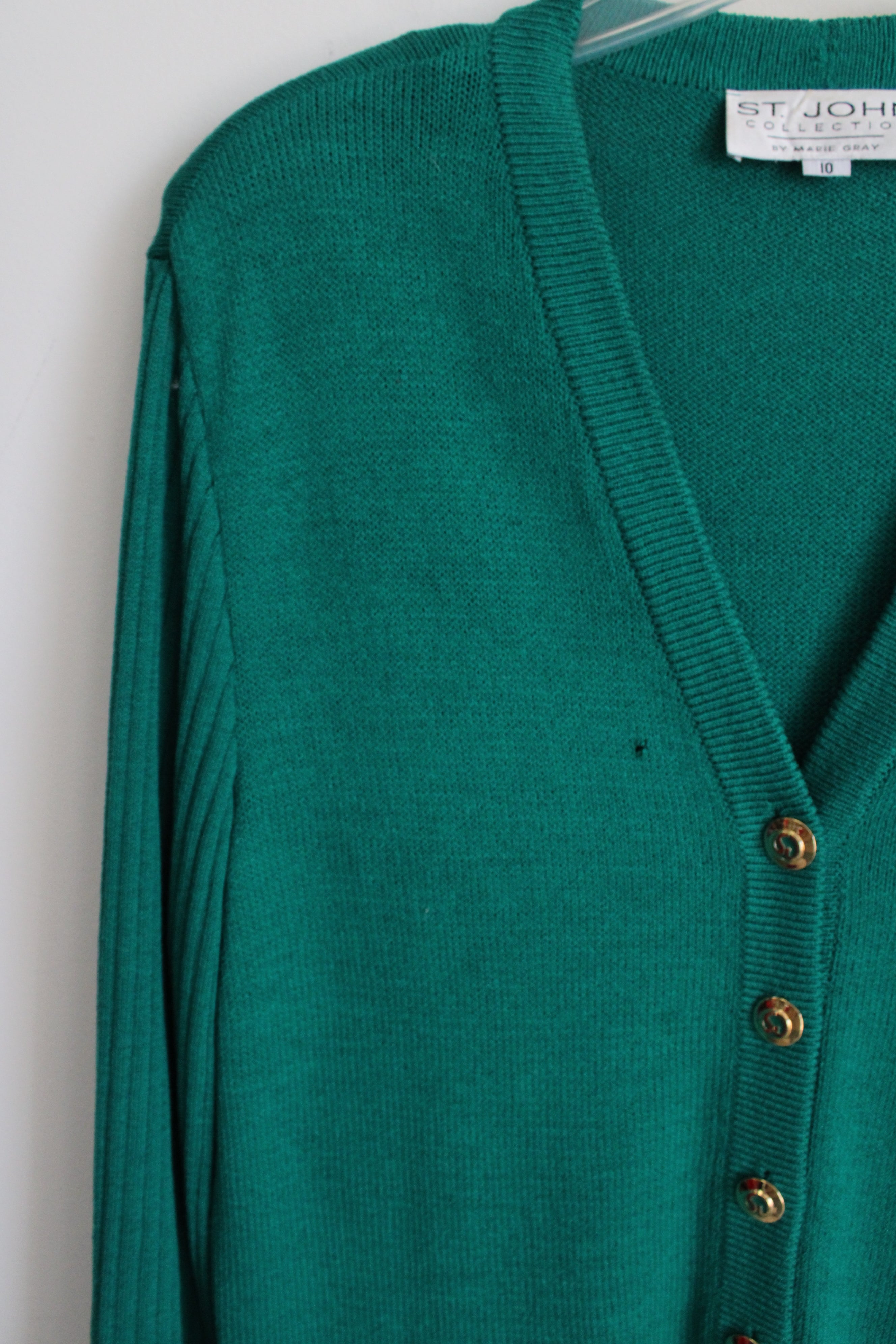 St. John Collection By Marie Gray Green Knit Long Cardigan | 10