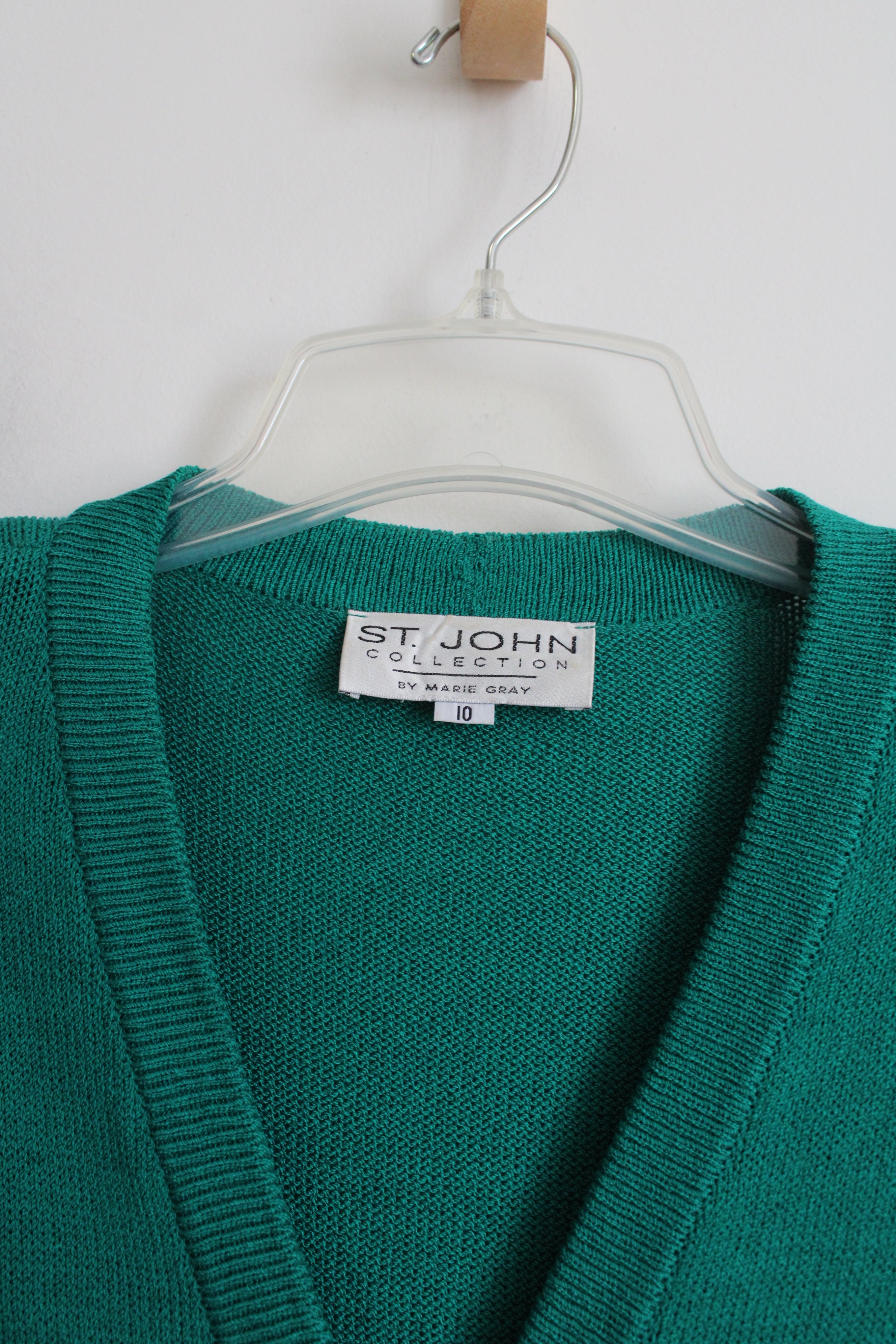 St. John Collection By Marie Gray Green Knit Long Cardigan | 10