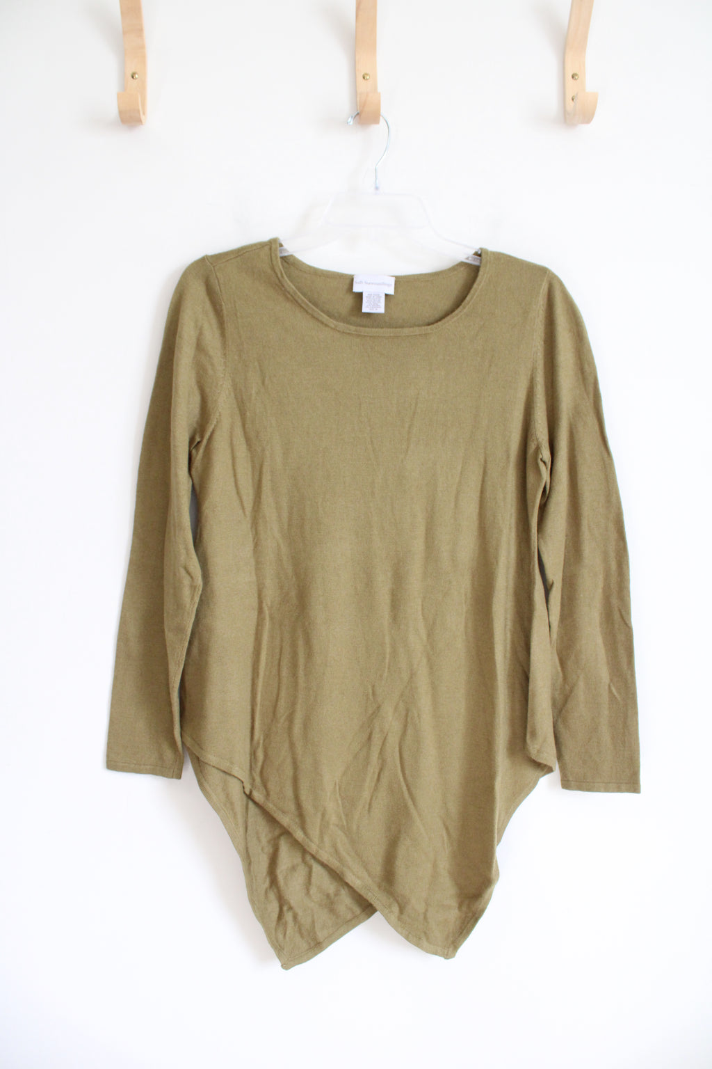 Soft Surroundings Olive Green Asymmetrical Hemline Soft Sweater | M