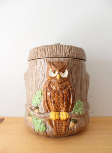 1970s Owls In A Tree Large Ceramic Cannister