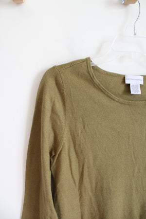 Soft Surroundings Olive Green Asymmetrical Hemline Soft Sweater | M