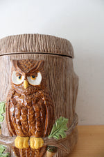 1970s Owls In A Tree Large Ceramic Cannister