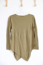 Soft Surroundings Olive Green Asymmetrical Hemline Soft Sweater | M