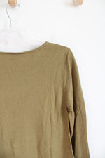 Soft Surroundings Olive Green Asymmetrical Hemline Soft Sweater | M