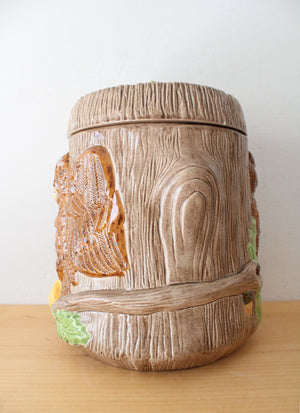 1970s Owls In A Tree Large Ceramic Cannister