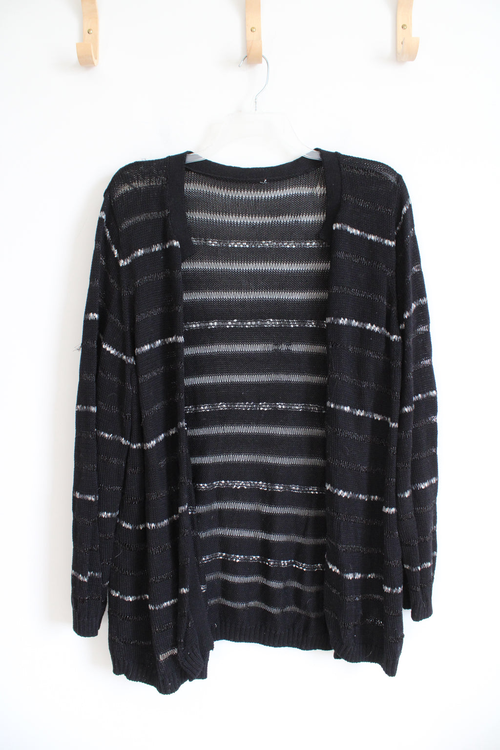 Black & Gray Knit Striped Cardigan | L