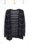 Black & Gray Knit Striped Cardigan | L