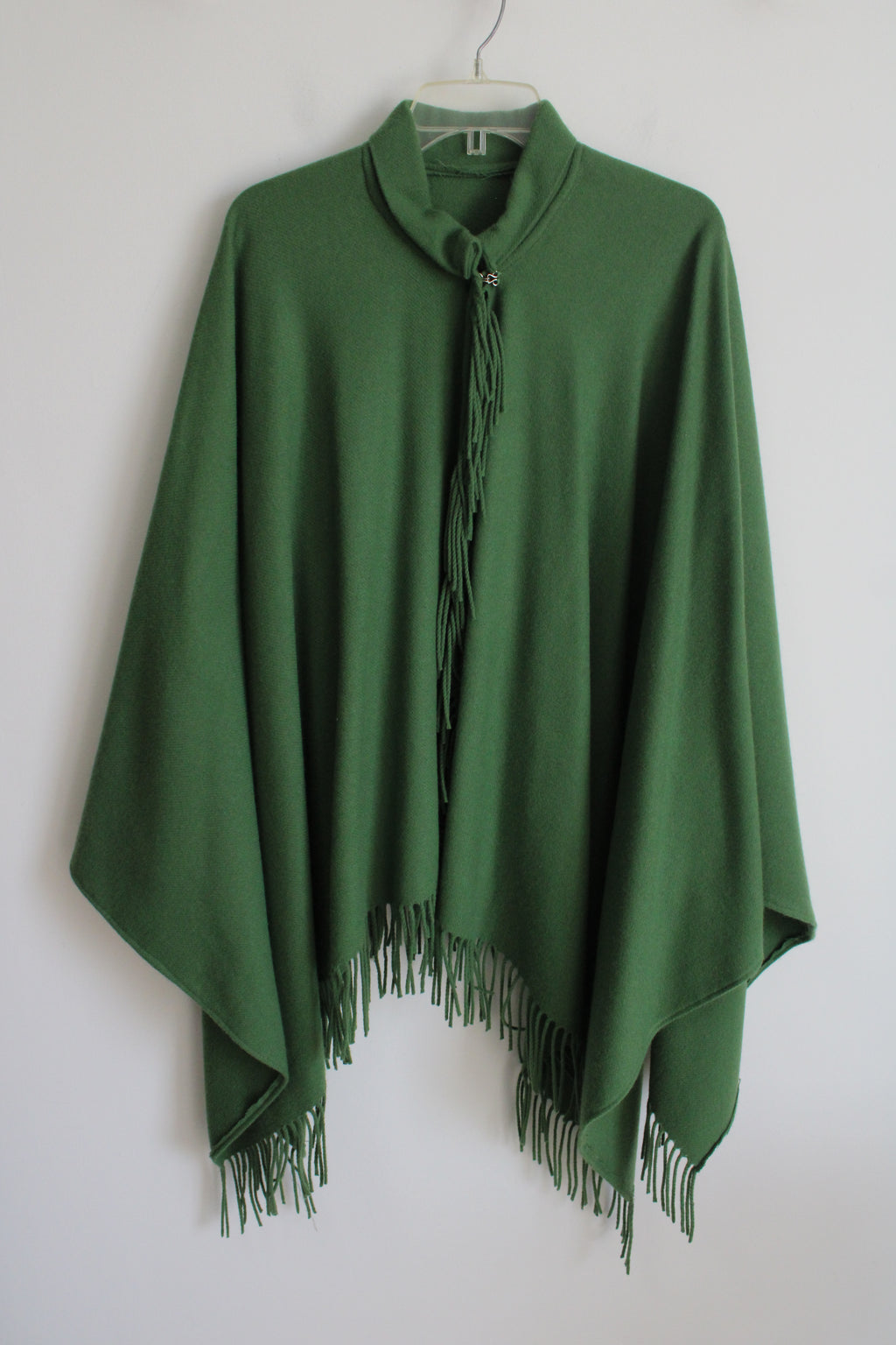 Wool Blend Grass Green Poncho | One Size