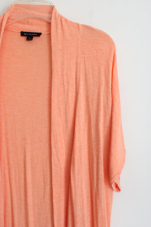 H By Halston Peach Orange Lightweight Knit Long Cardigan | L