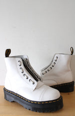 Dr. Martins Sinclair Milled Nappa White Leather Platform Boots | Size 9