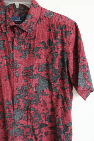 George Classic Fit Red Gray Floral Button Down Shirt | S (34/36)