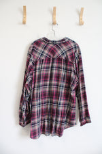 Westport Pink & Navy Plaid Gold Shimmer Button Down Top | 3X