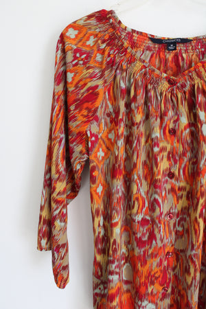 Chadwicks Orange Patterned Blouse | M