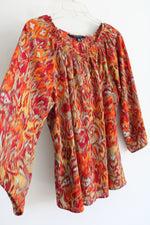 Chadwicks Orange Patterned Blouse | M