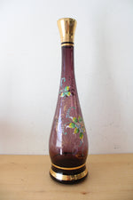 Vintage Purple & Gold Hand Painted Carafe & Goblet Set Of 7