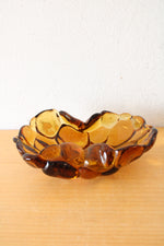 Amber Glass Bubbled Scalloped & Pinched Edge Dish