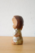 Ceramic Girl Holding Kitten Figurine