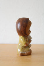 Ceramic Girl Holding Kitten Figurine