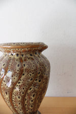 Brown Speckled Glazed Swirl Ceramic Vase