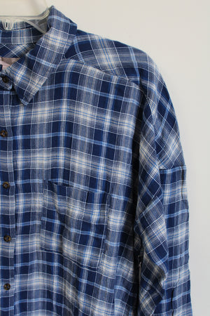 NEW Forever 21 Blue Plaid Shirt | M