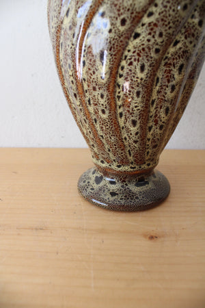 Brown Speckled Glazed Swirl Ceramic Vase