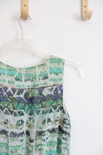 Mossimo Green Patterned High/Low Dress | M