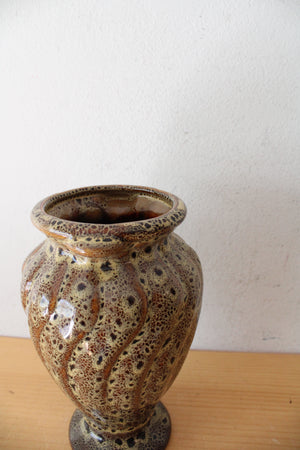 Brown Speckled Glazed Swirl Ceramic Vase