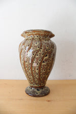 Brown Speckled Glazed Swirl Ceramic Vase