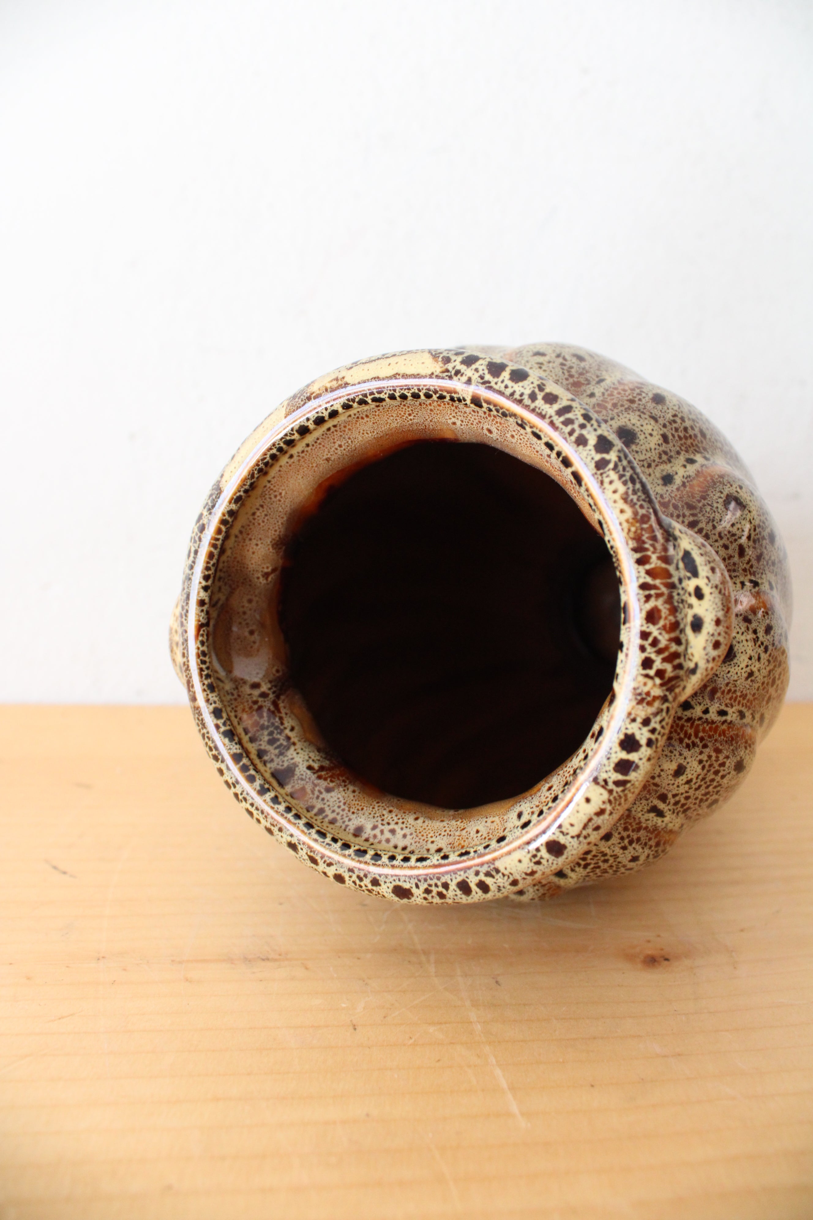 Brown Speckled Glazed Swirl Ceramic Vase