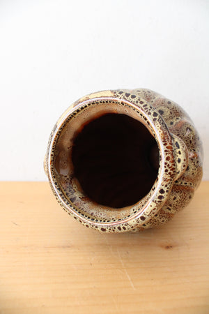 Brown Speckled Glazed Swirl Ceramic Vase