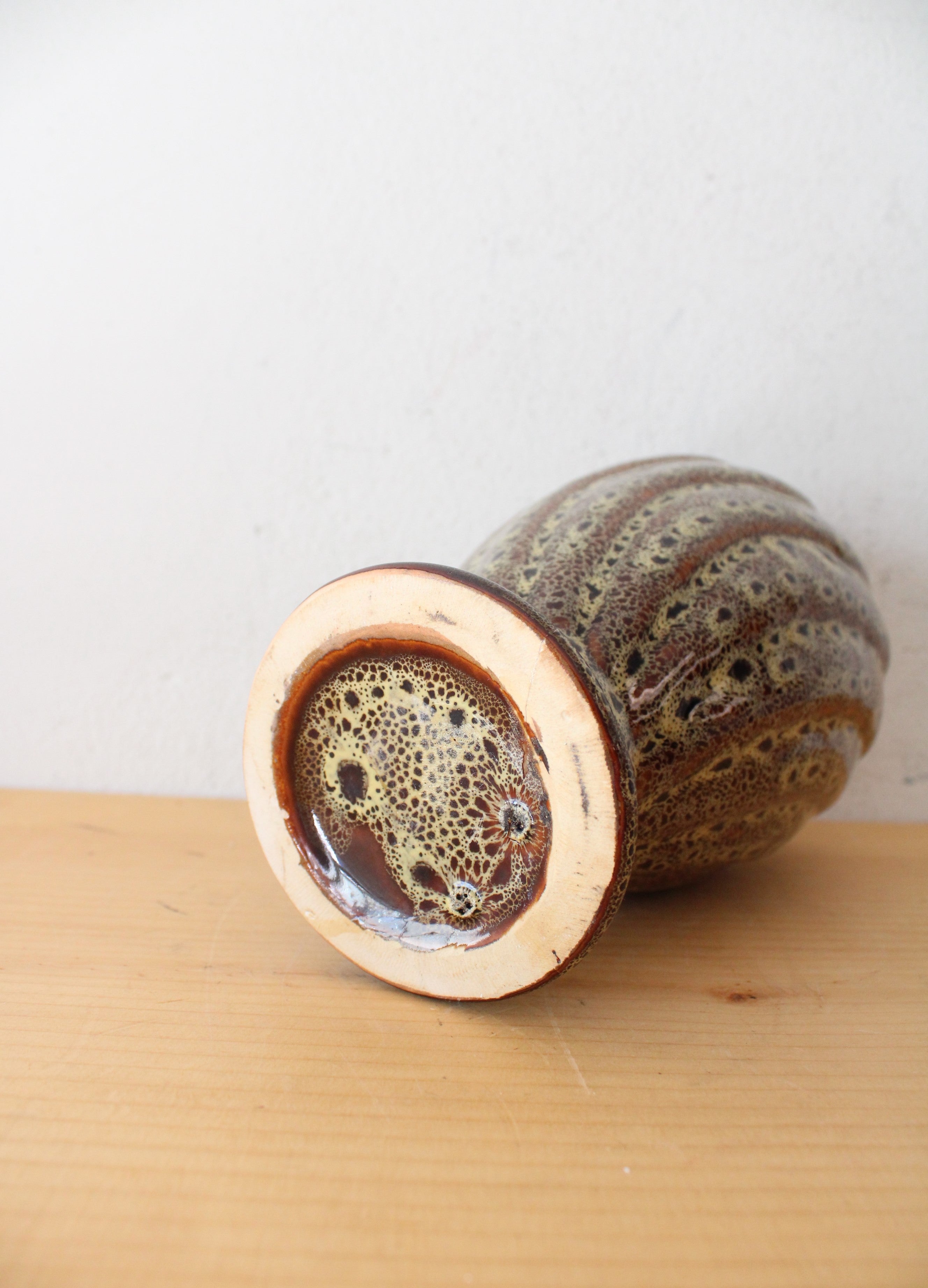 Brown Speckled Glazed Swirl Ceramic Vase