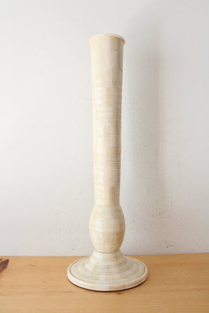 Tessellated Bone Tall Ivory Candlestick