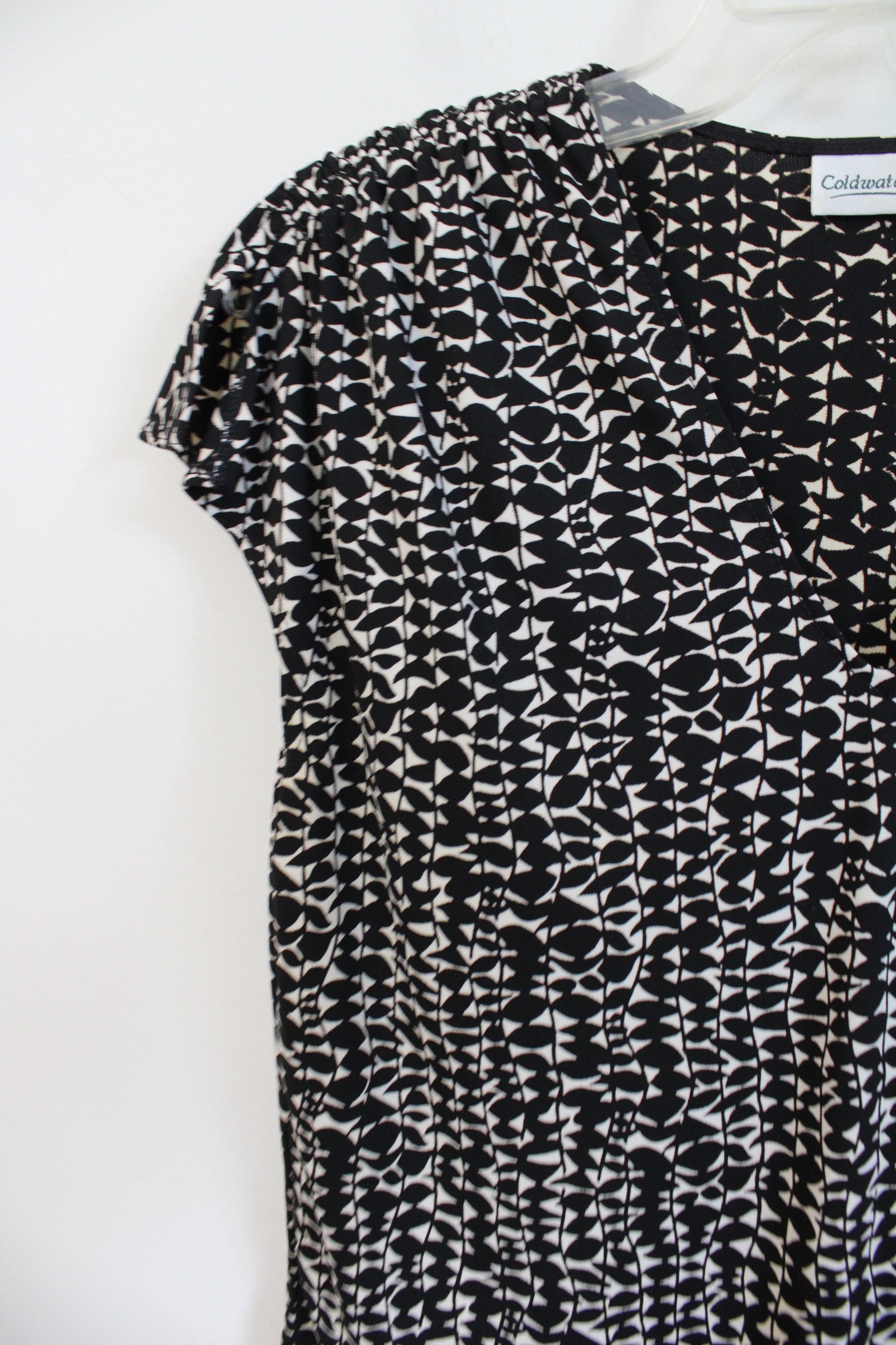 Coldwater Creek Black & Tan Patterned Top | S