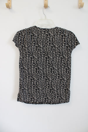 Coldwater Creek Black & Tan Patterned Top | S