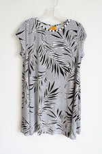 Ruby Rd. Black White Floral Striped Dress | L Petite