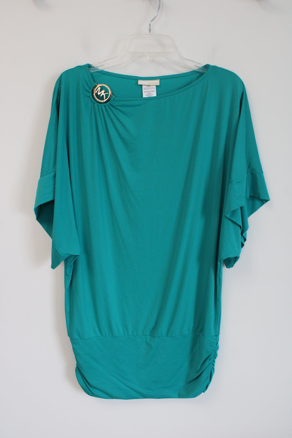 Michael Kors Teal Boatneck Drape Top | XS