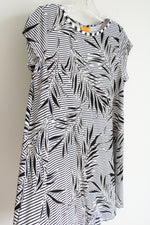 Ruby Rd. Black White Floral Striped Dress | L Petite