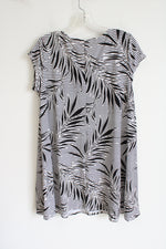 Ruby Rd. Black White Floral Striped Dress | L Petite