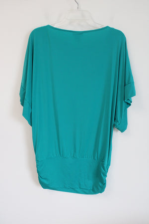 Michael Kors Teal Boatneck Drape Top | XS