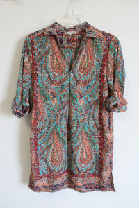 Joan Vass Studio Red Paisley Tunic Top | XS