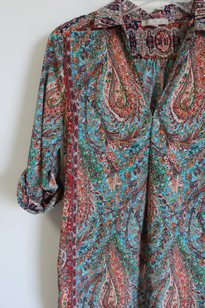 Joan Vass Studio Red Paisley Tunic Top | XS