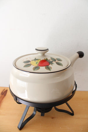 Stoneware Strawberries Round Covered Casserole Dish & Warmer Stand