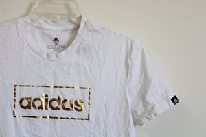 Adidas White Gold Logo Tee | M