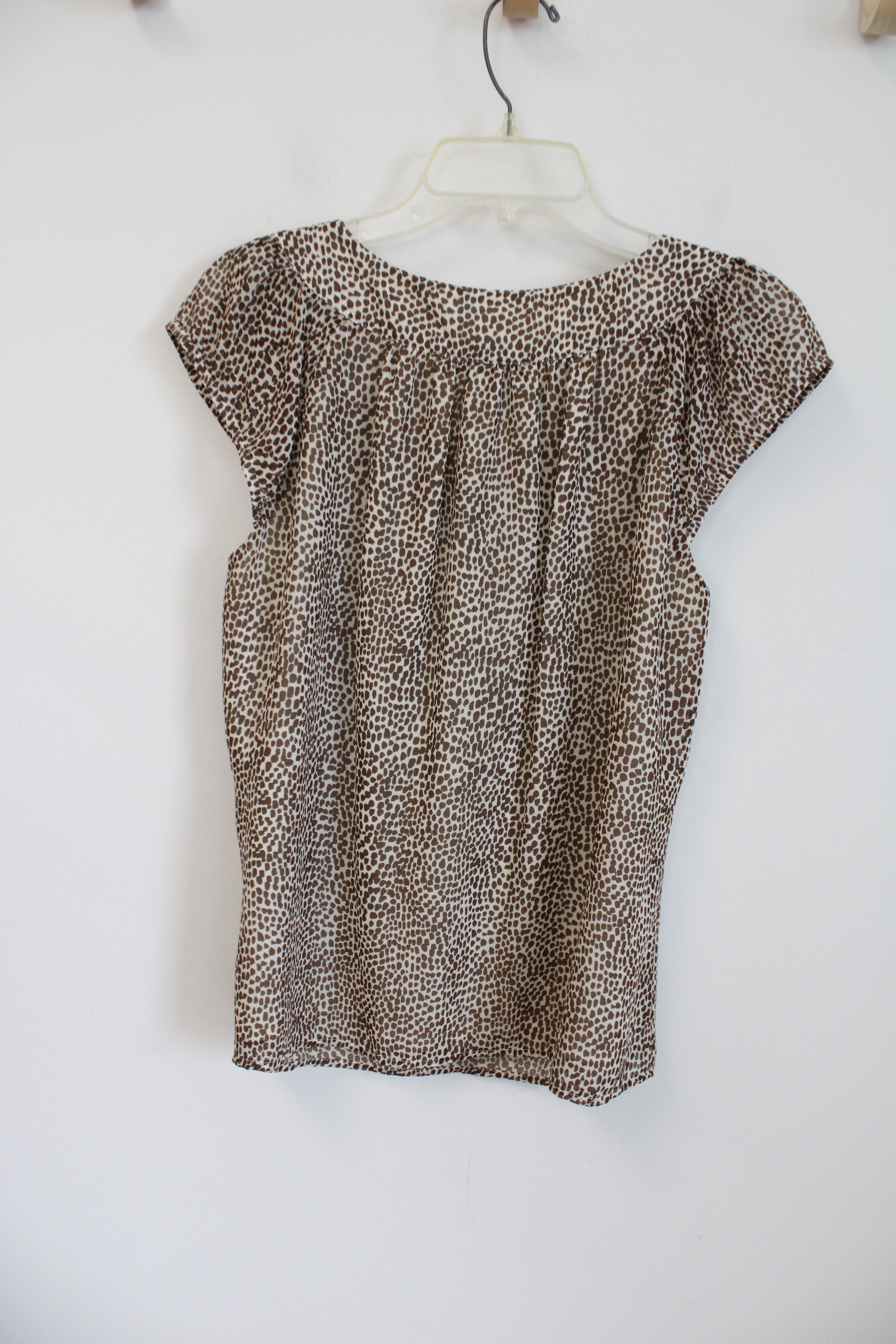 Anne Klein Brown & Tan Patterned Cap Sleeved Top | M