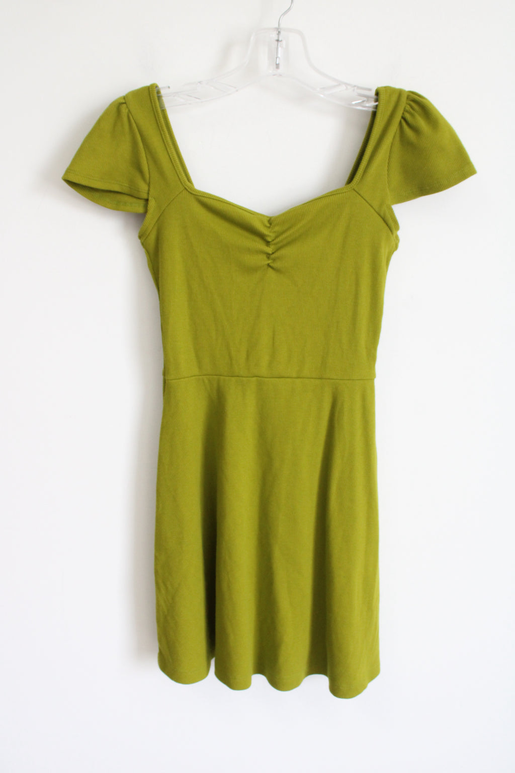Chartreuse Green Ribbed Dress | S