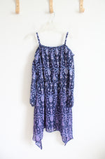 NEW Children's Place Blue & Purple Patterned Cold Shoulder Dress | Youth XL (14)