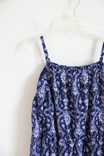 NEW Children's Place Blue & Purple Patterned Cold Shoulder Dress | Youth XL (14)