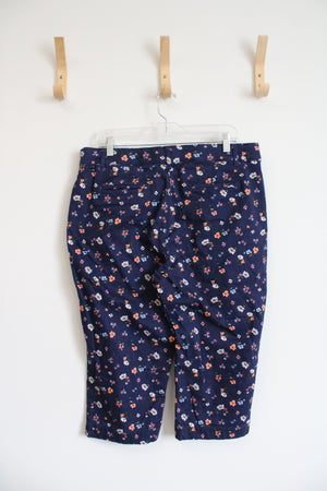 St. John's Bay Navy Floral Capri Pants | 10